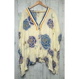 Z & L Europe Viscose Boho Bohemian Flowy Floral Festival Top O/S